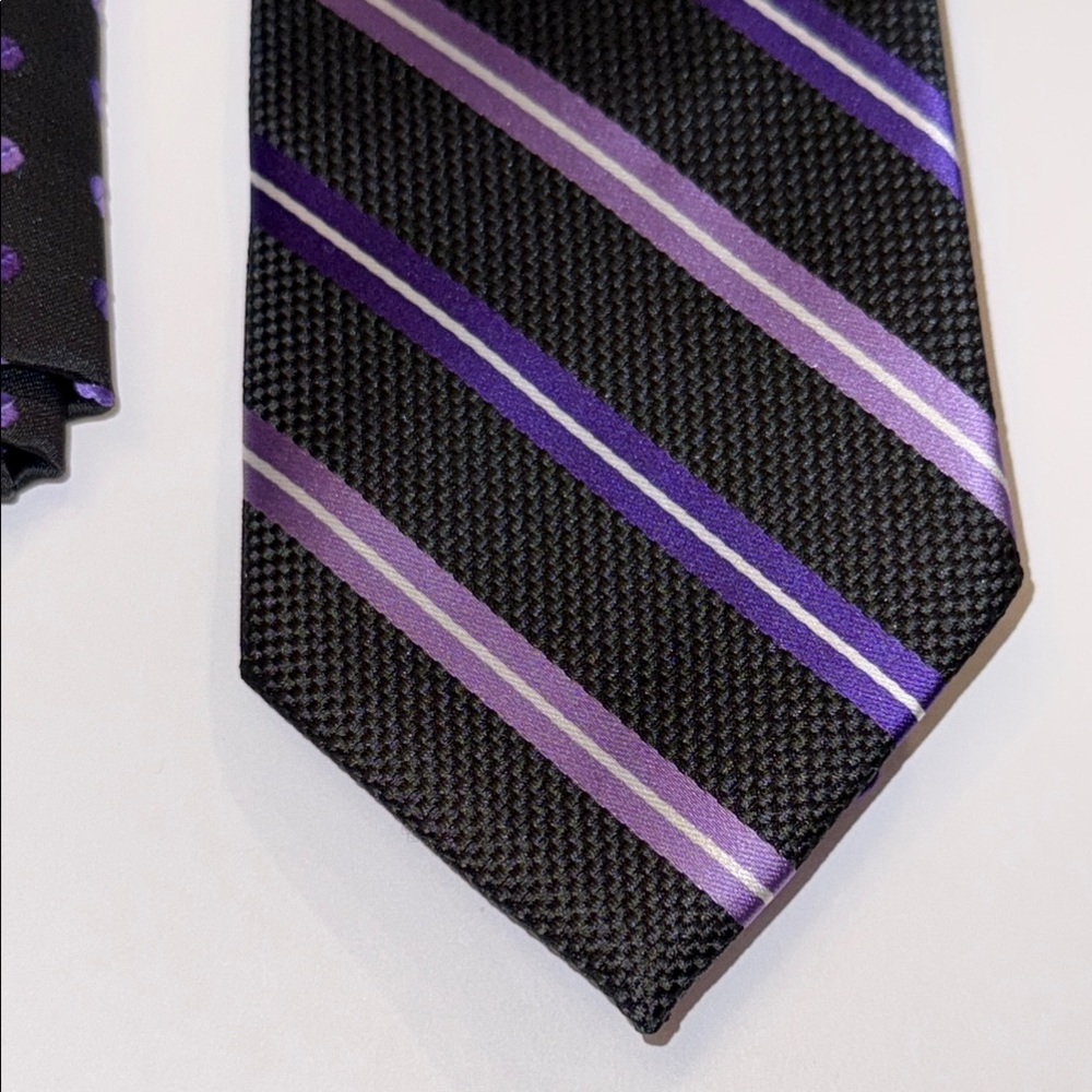 Pierre Cardin Slim Black and Purple Silk Tie